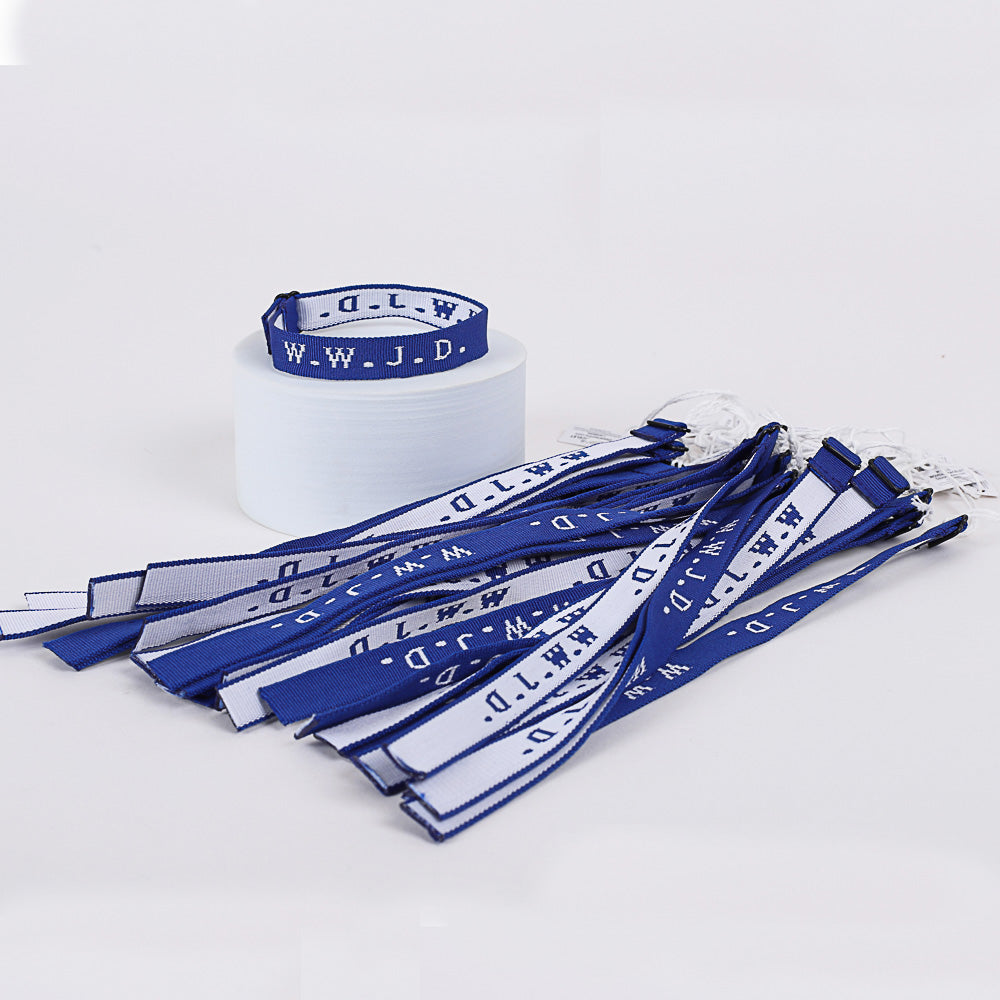 BRACELET WOVEN WWJD ROYAL BLUE PK25