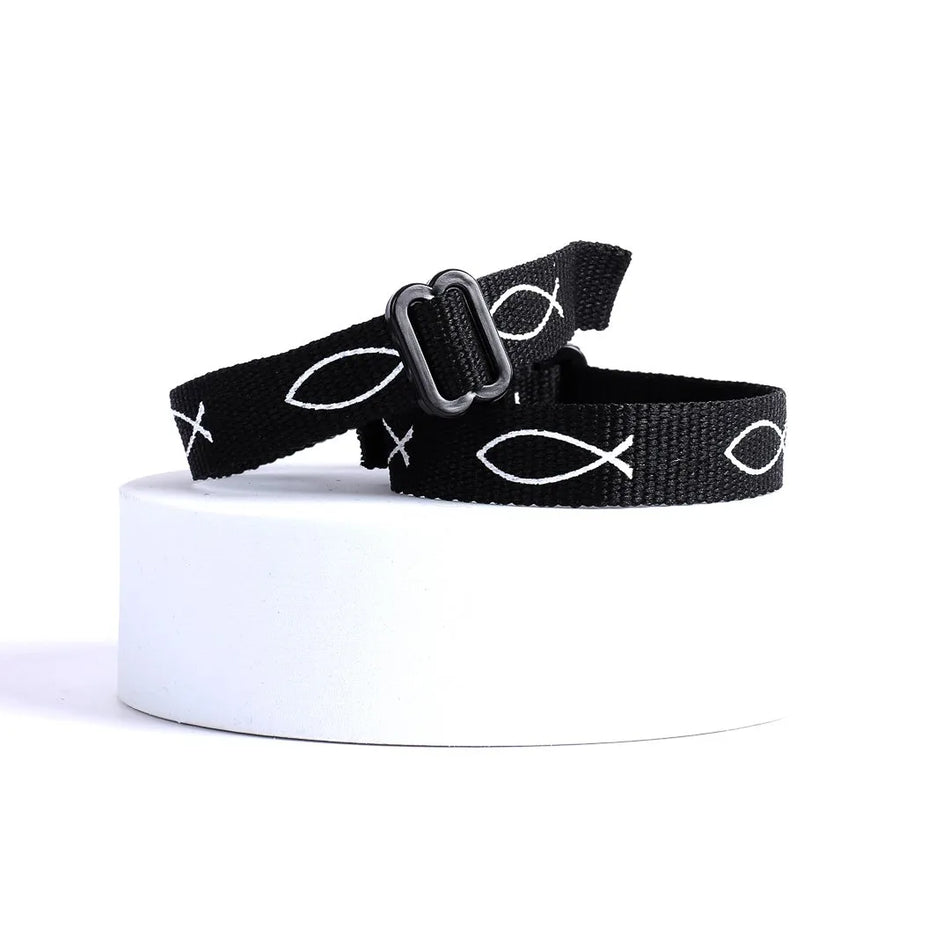 BRACELET WOVEN FISH BLACK PK48