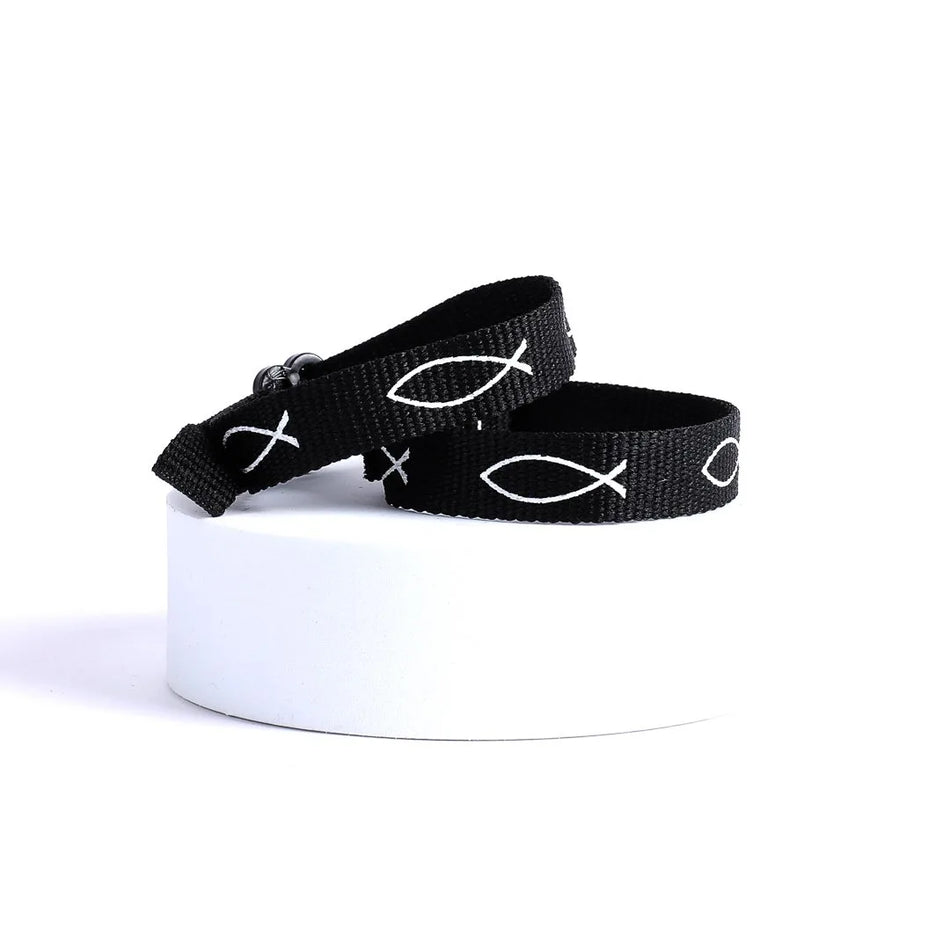 BRACELET WOVEN FISH BLACK PK48
