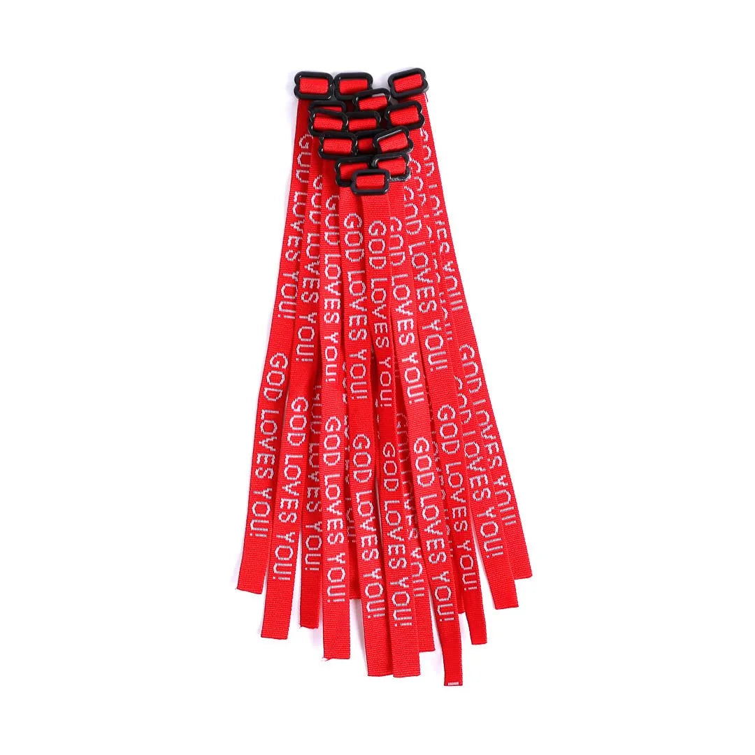 BRACELET WOVEN GOD LOVES YOU RED PK25