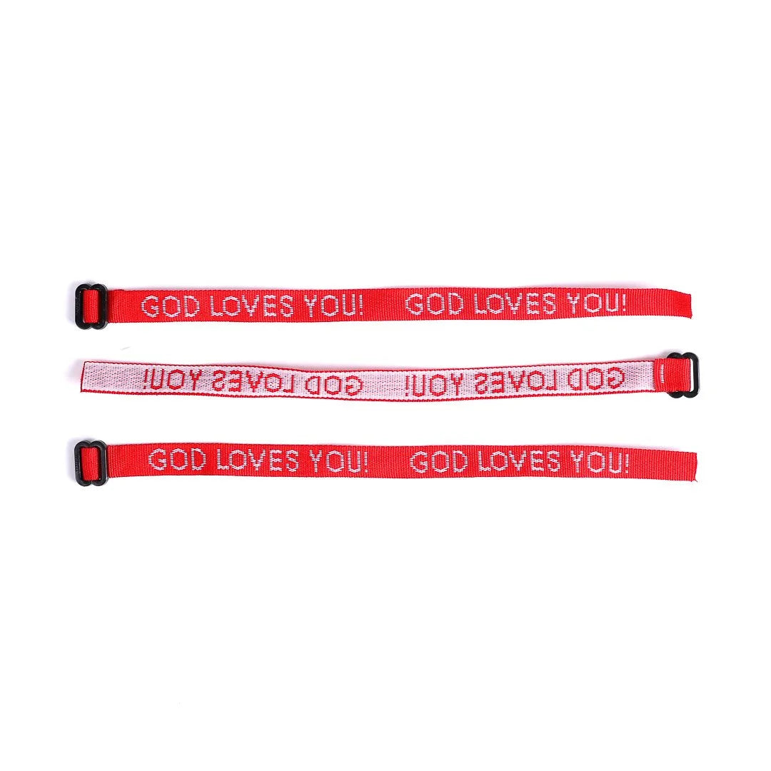 BRACELET WOVEN GOD LOVES YOU RED PK25