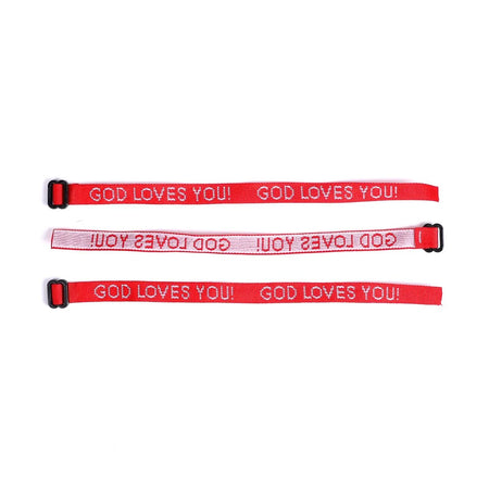 BRACELET WOVEN GOD LOVES YOU RED PK25