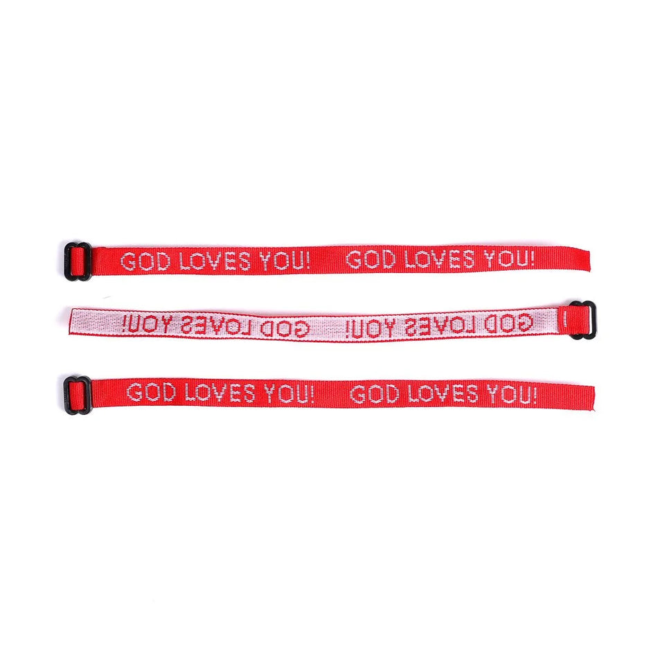 BRACELET WOVEN GOD LOVES YOU RED PK25