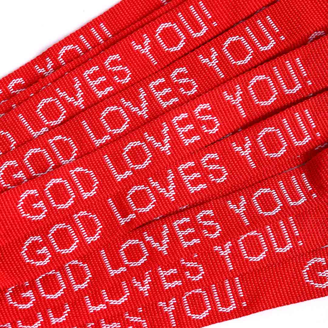 BRACELET WOVEN GOD LOVES YOU RED PK25