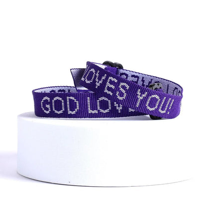 BRACELET WOVEN GOD LOVES YOU PURPLE PK25