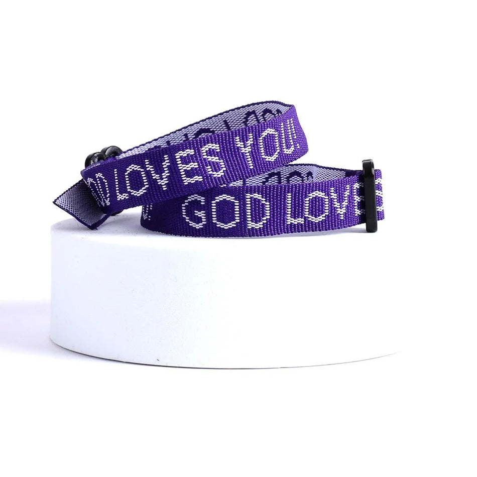 BRACELET WOVEN GOD LOVES YOU PURPLE PK25