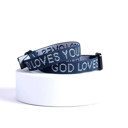 BRACELET WOVEN GOD LOVES YOU DELTA BLUE PK25