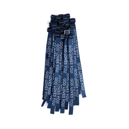 BRACELET WOVEN GOD LOVES YOU DELTA BLUE PK25