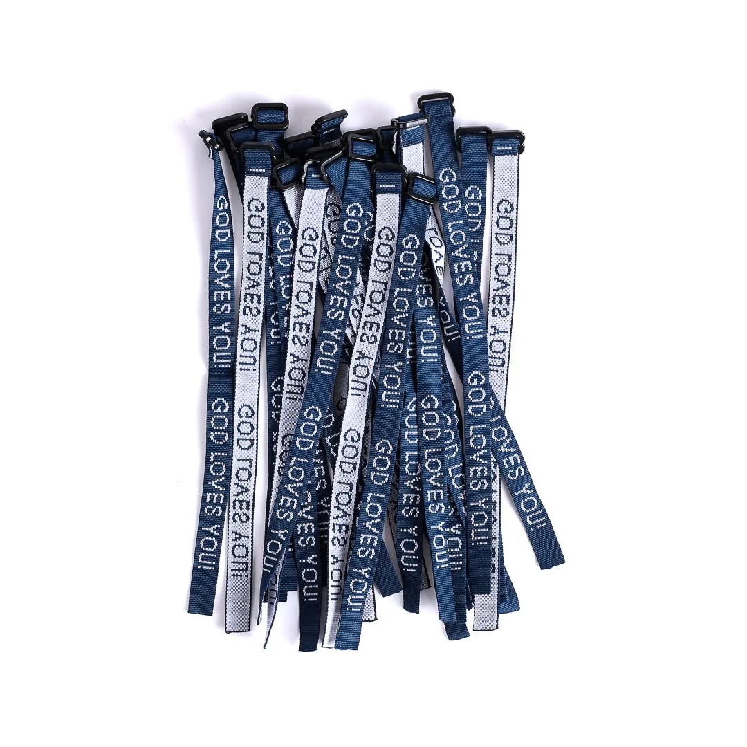 BRACELET WOVEN GOD LOVES YOU DELTA BLUE PK25