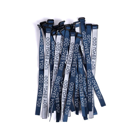 BRACELET WOVEN GOD LOVES YOU DELTA BLUE PK25