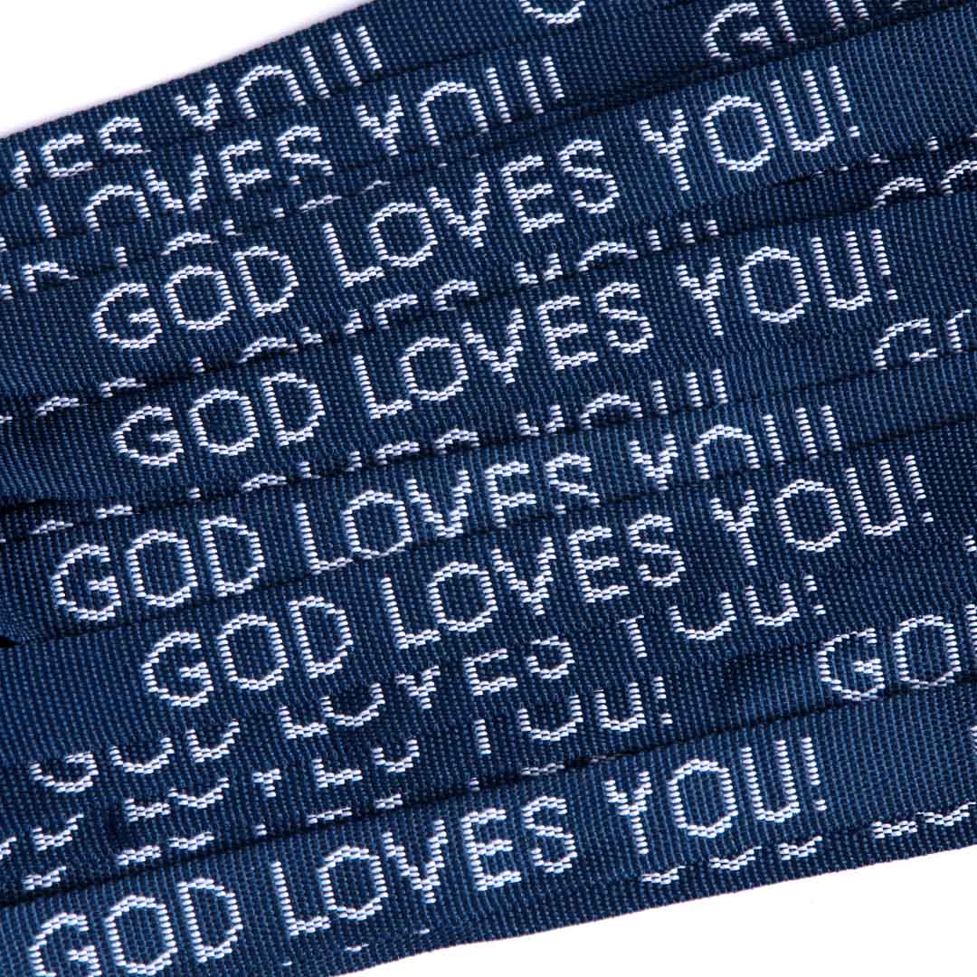 BRACELET WOVEN GOD LOVES YOU DELTA BLUE PK25