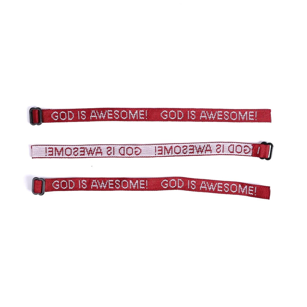 BRACELET WOVEN GOD IS AWESOME MAROON PK25