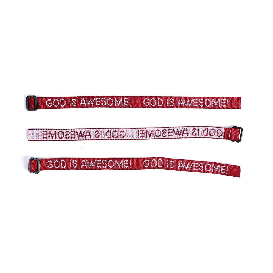 BRACELET WOVEN GOD IS AWESOME MAROON PK25