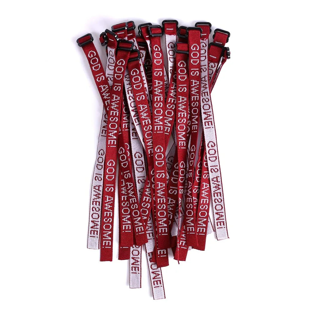 BRACELET WOVEN GOD IS AWESOME MAROON PK25