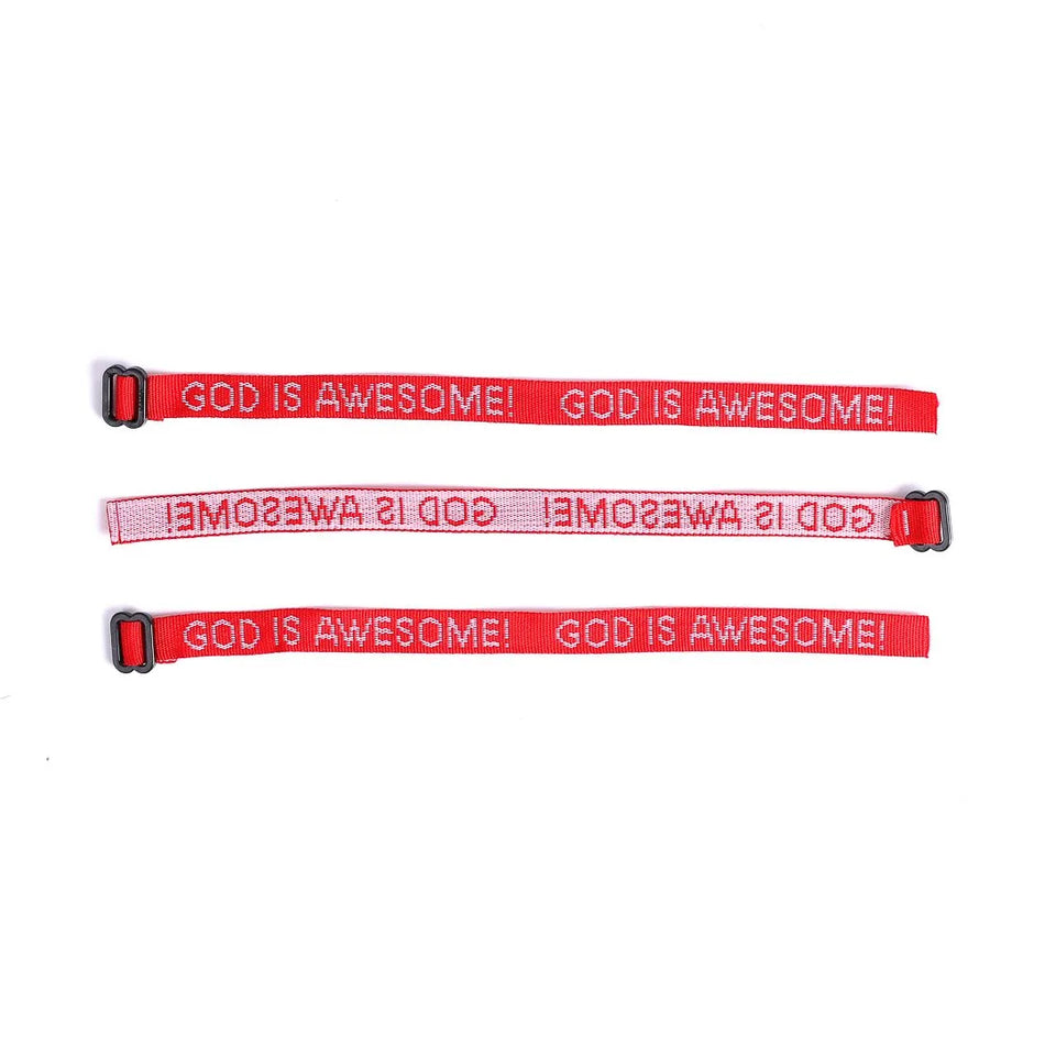 BRACELET WOVEN GOD IS AWESOME RED PK25