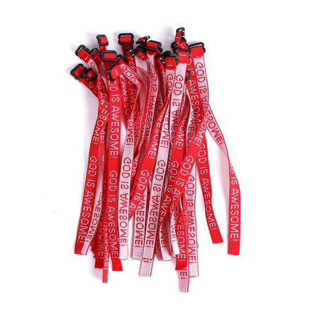 BRACELET WOVEN GOD IS AWESOME RED PK25