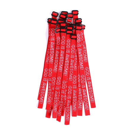 BRACELET WOVEN GOD IS AWESOME RED PK25