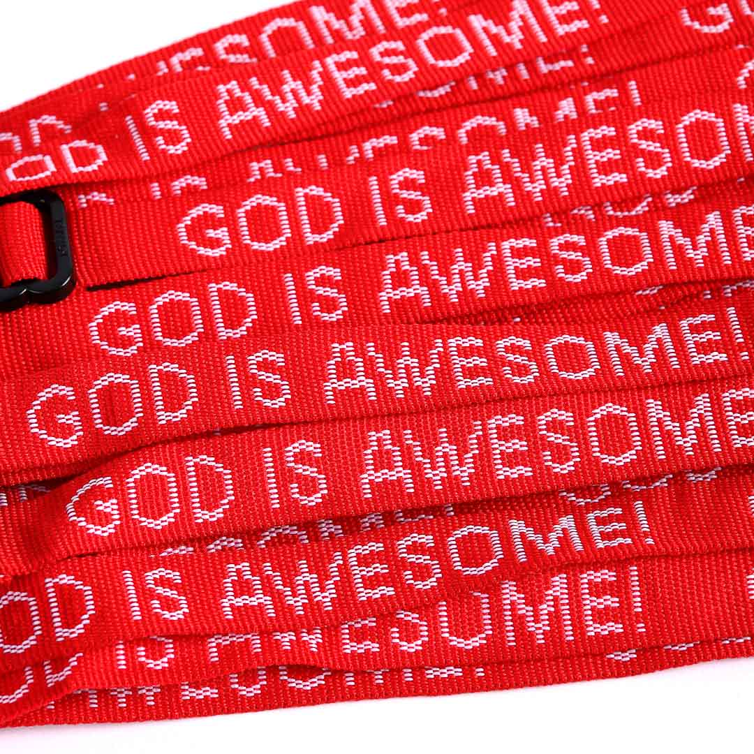 BRACELET WOVEN GOD IS AWESOME RED PK25