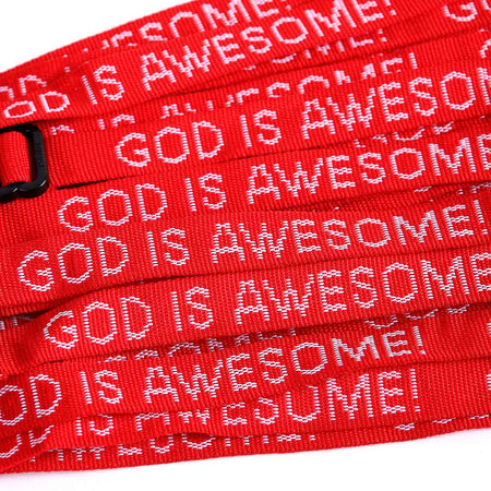 BRACELET WOVEN GOD IS AWESOME RED PK25