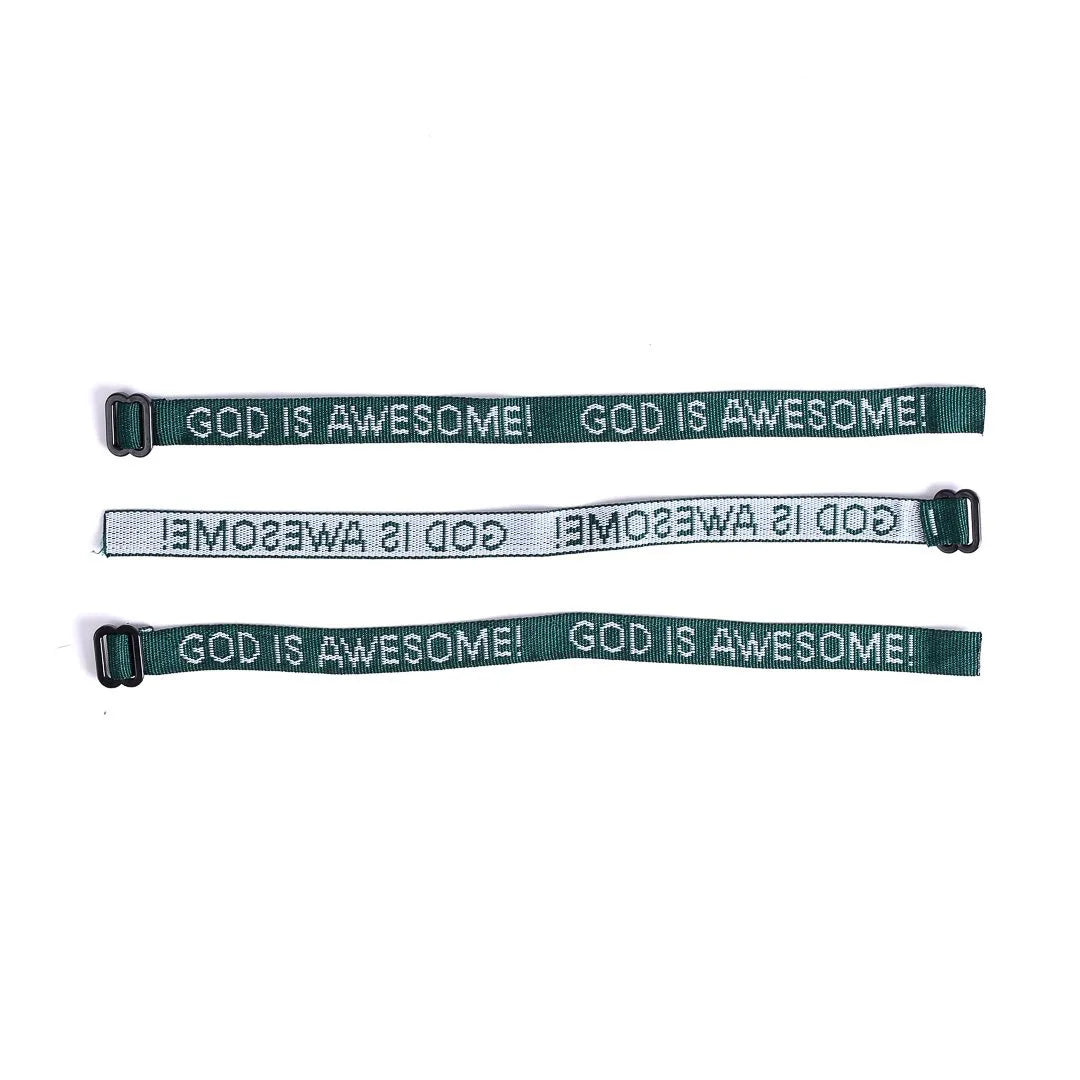 BRACELET WOVEN GOD IS AWESOME HUNTER GREEN PK25