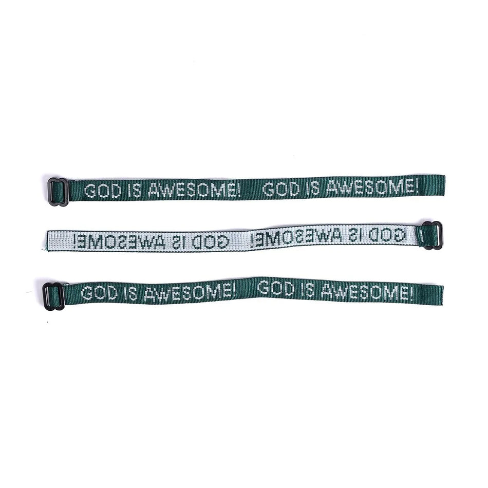 BRACELET WOVEN GOD IS AWESOME HUNTER GREEN PK25