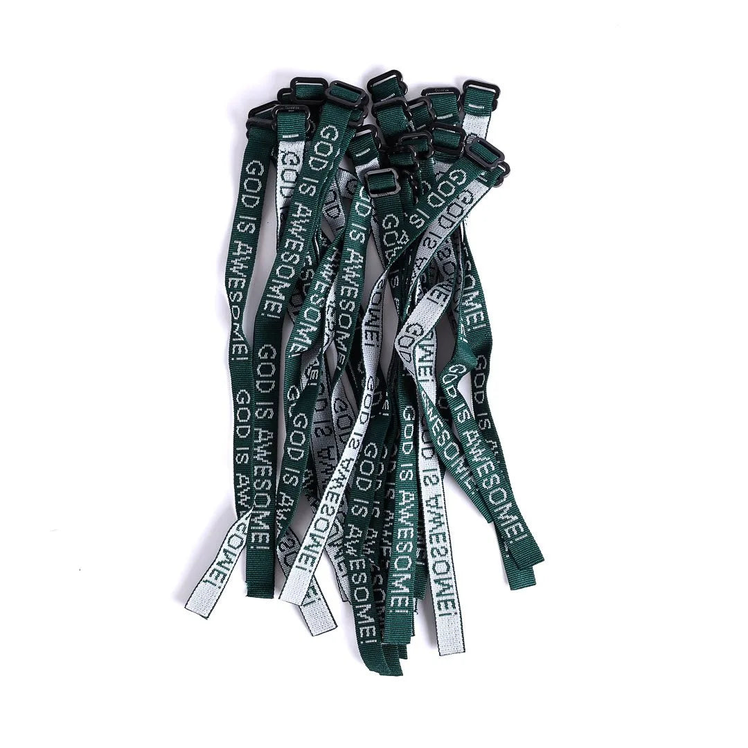 BRACELET WOVEN GOD IS AWESOME HUNTER GREEN PK25