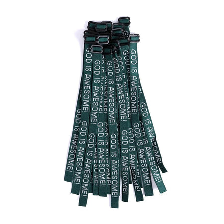 BRACELET WOVEN GOD IS AWESOME HUNTER GREEN PK25