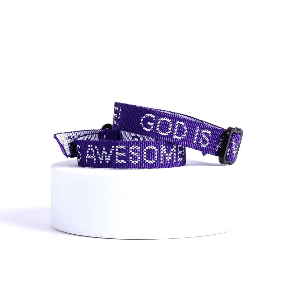 BRACELET WOVEN GOD IS AWESOME PURPLE PK25