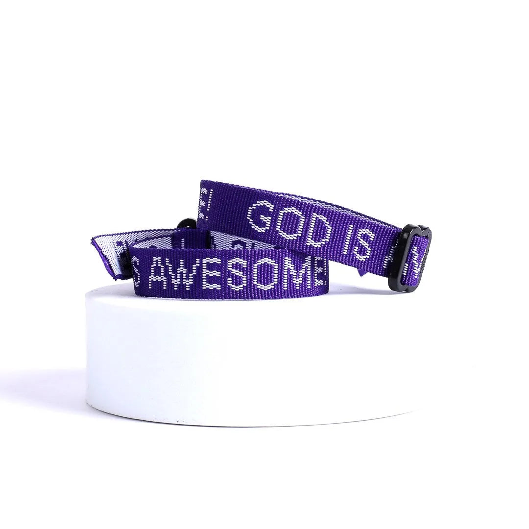 BRACELET WOVEN GOD IS AWESOME ASSORTED COLORS PK150