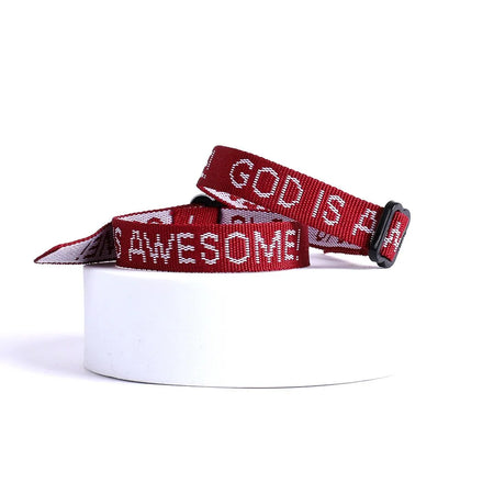 BRACELET WOVEN GOD IS AWESOME ASSORTED COLORS PK150