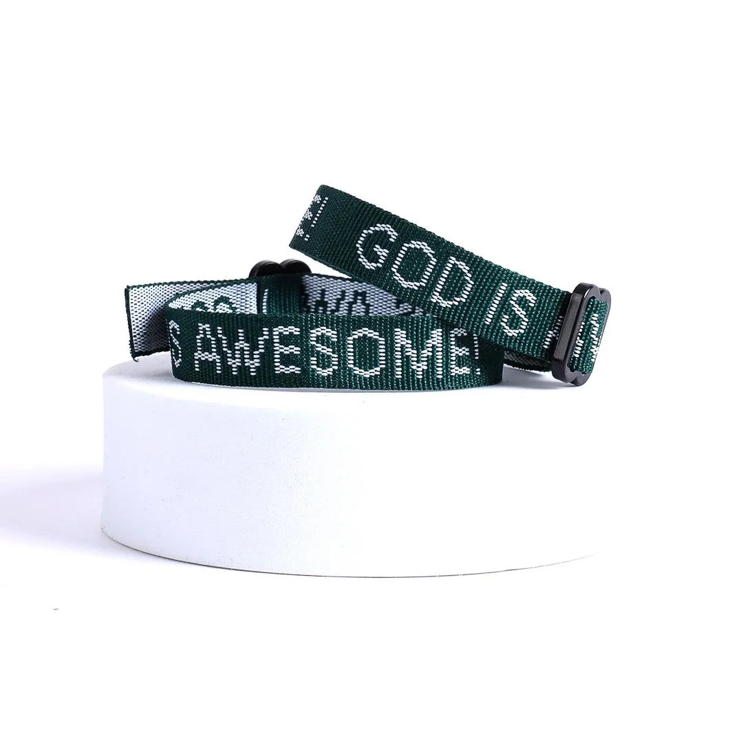 BRACELET WOVEN GOD IS AWESOME ASSORTED COLORS PK150