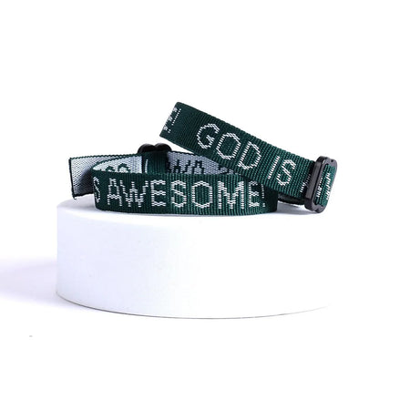 BRACELET WOVEN GOD IS AWESOME ASSORTED COLORS PK150