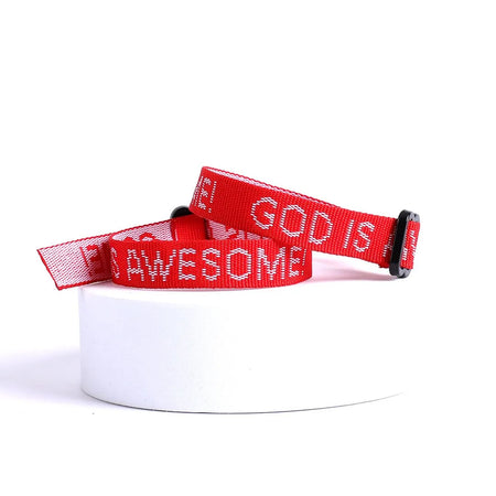 BRACELET WOVEN GOD IS AWESOME ASSORTED COLORS PK150