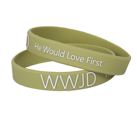 BRACELET SILICONE WWJD HE WOULD SAGE PK12