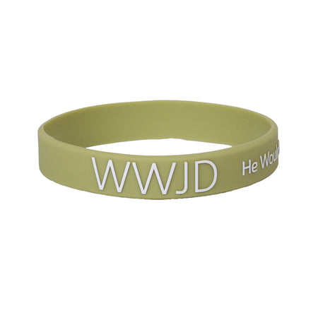 BRACELET SILICONE WWJD HE WOULD SAGE PK12