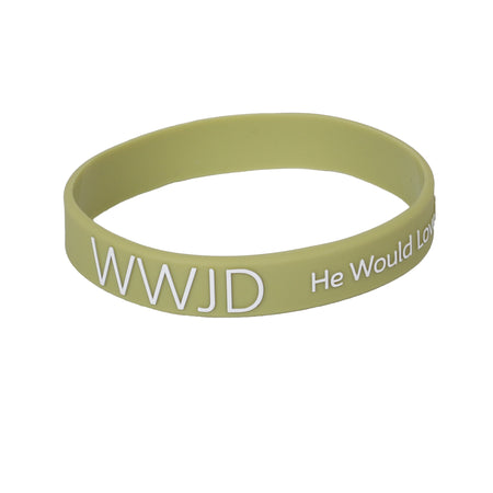 BRACELET SILICONE WWJD HE WOULD SAGE PK12
