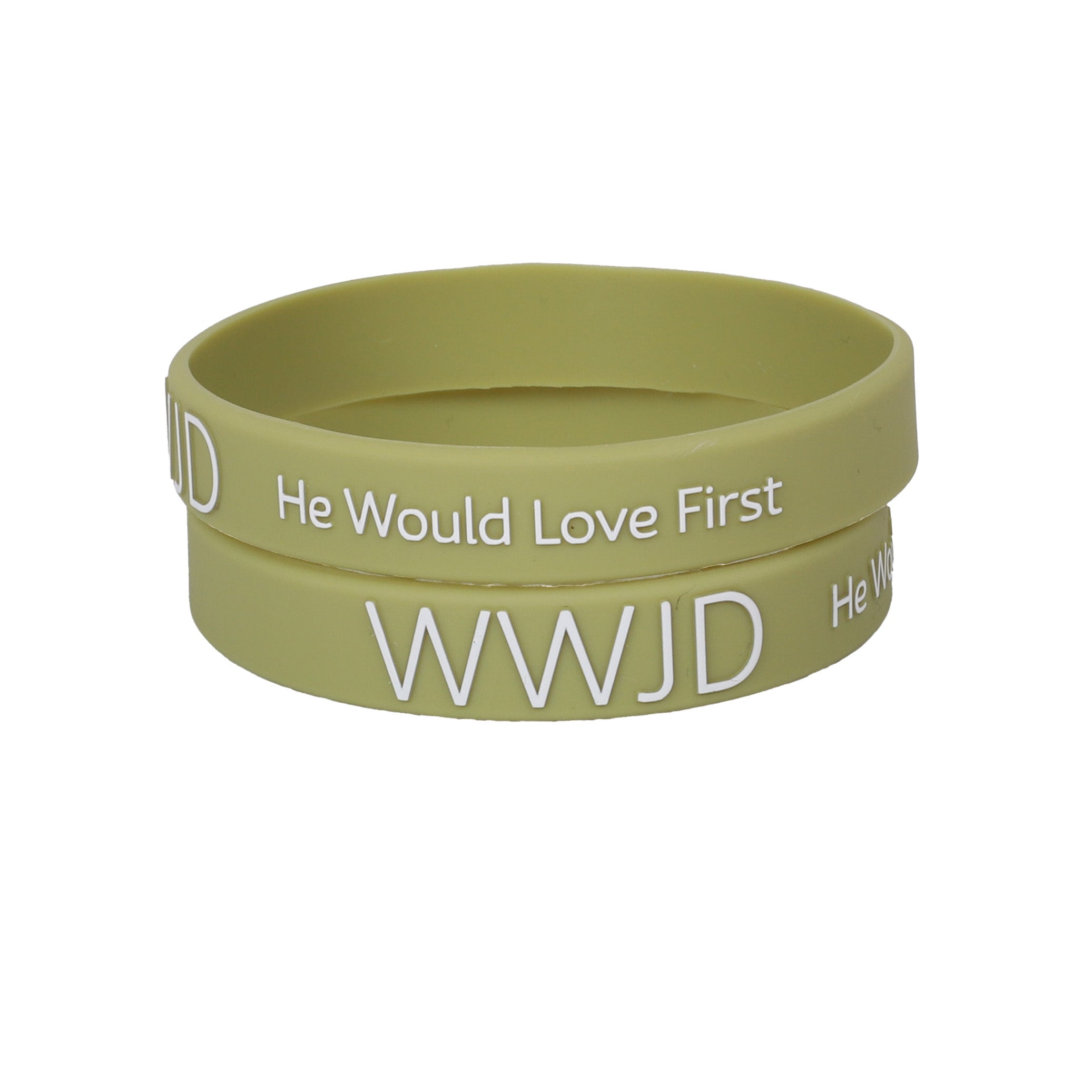 BRACELET SILICONE WWJD HE WOULD SAGE PK12