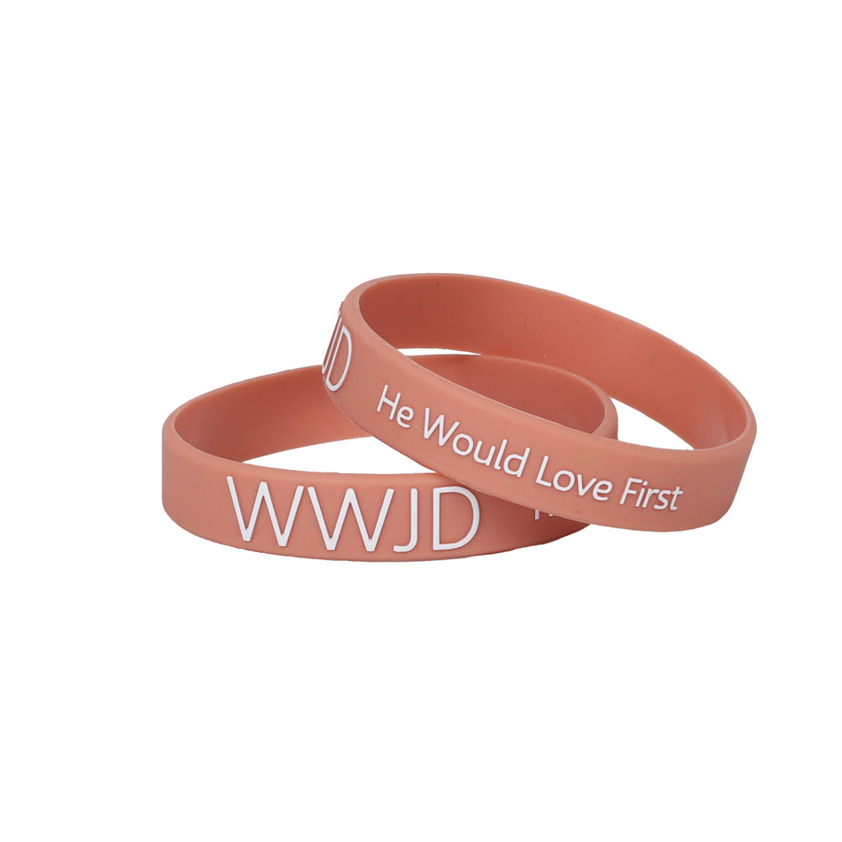 BRACELET SILICONE WWJD HE WOULD LT TERRACOTTA  PK12