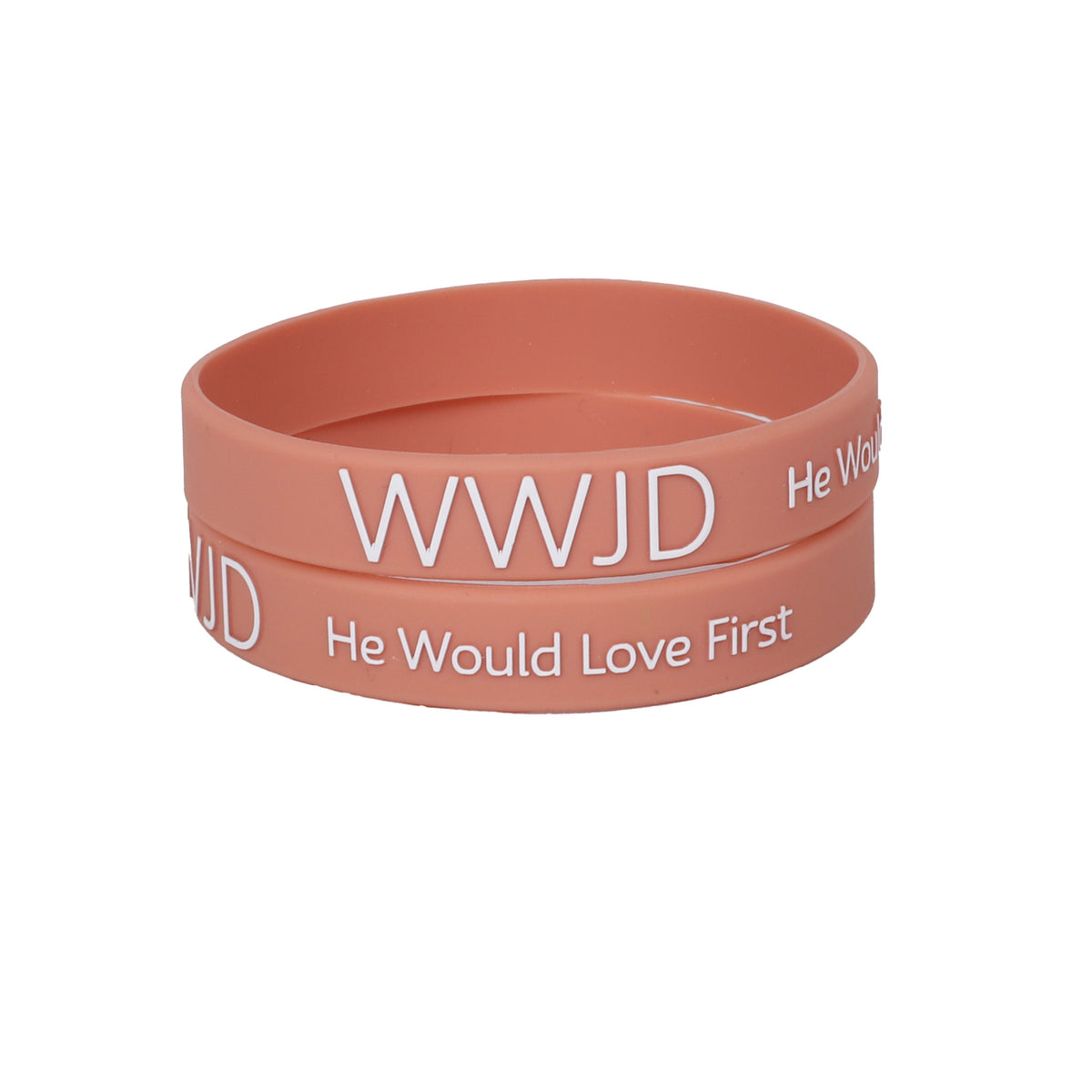 BRACELET SILICONE WWJD HE WOULD LT TERRACOTTA  PK12