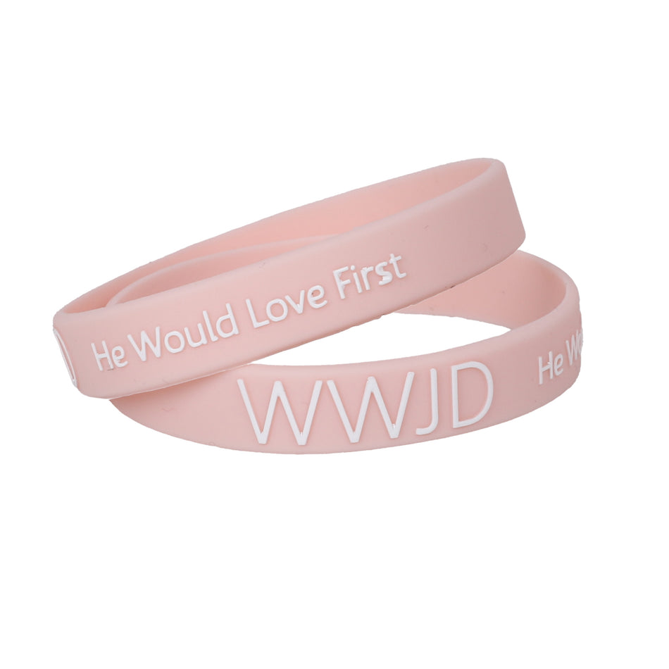 BRACELET SILICONE WWJD HE WOULD BLUSH PK12