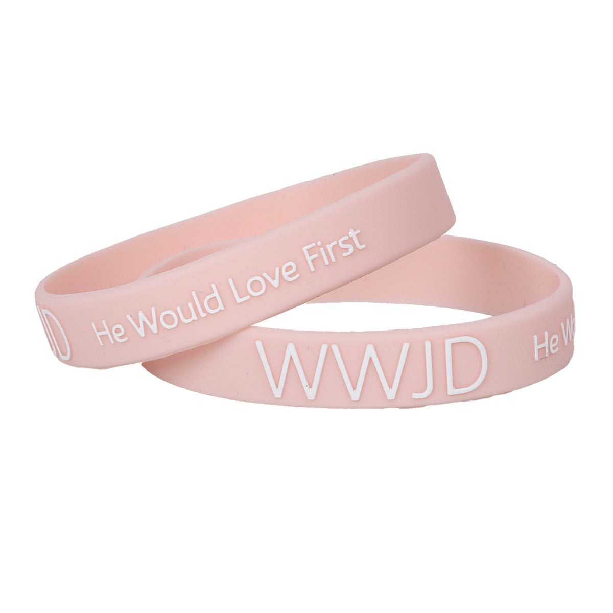 BRACELET SILICONE WWJD HE WOULD BLUSH PK12