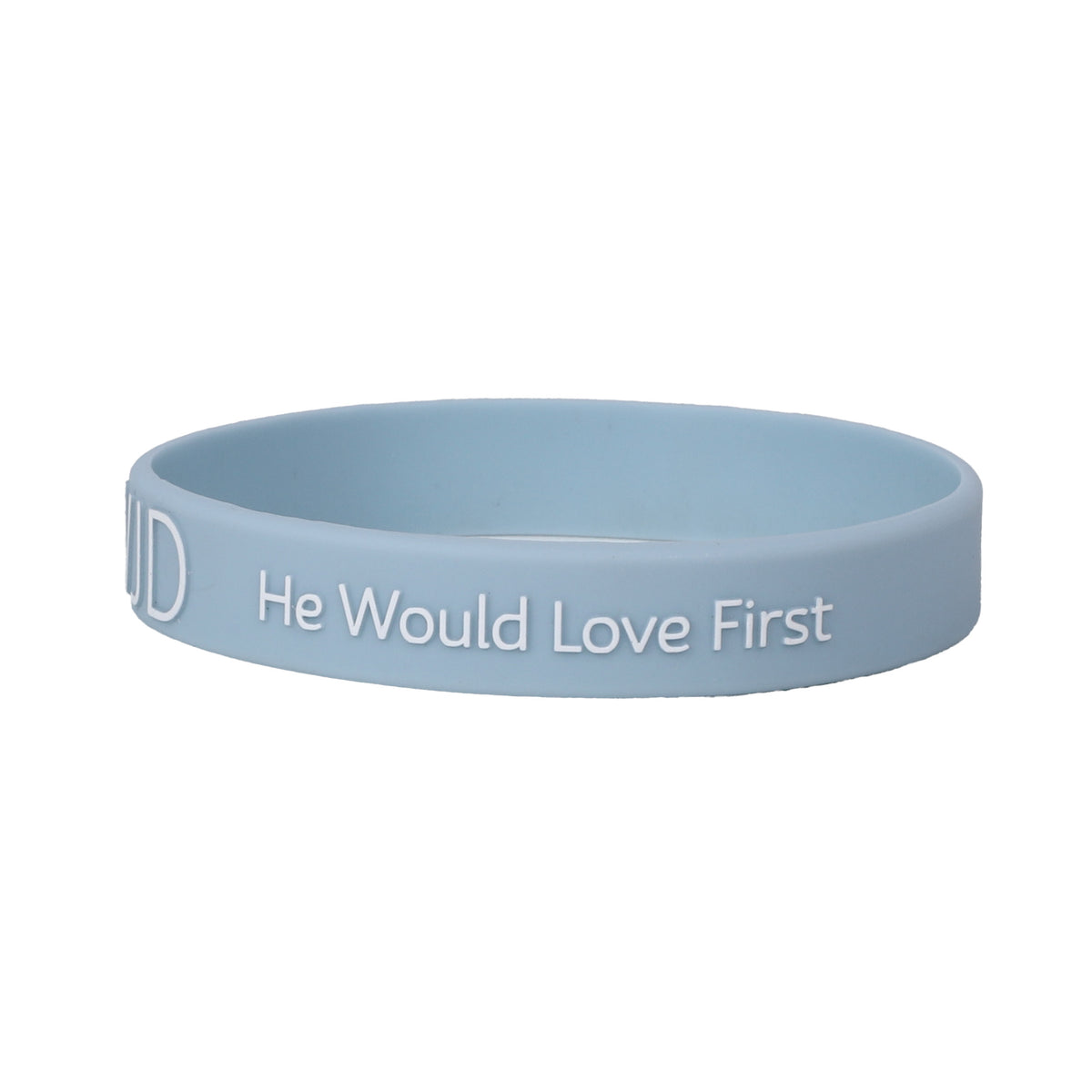BRACELET SILICONE WWJD HE WOULD LT BLUE PK12
