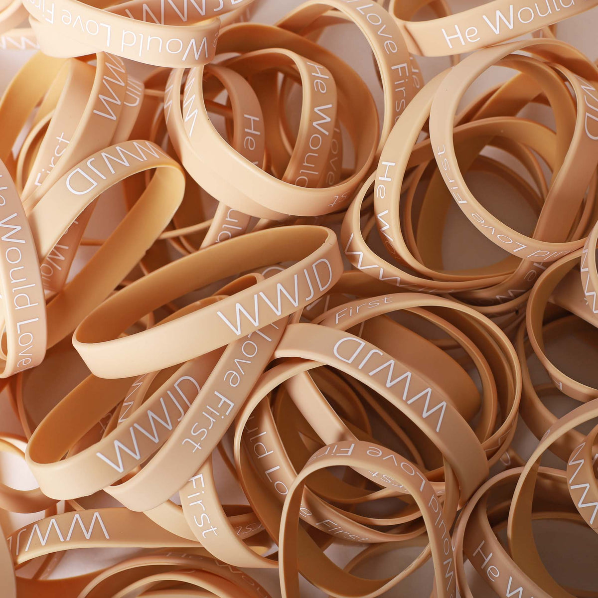 BRACELET SILICONE WWJD HE WOULD PEACH PK100