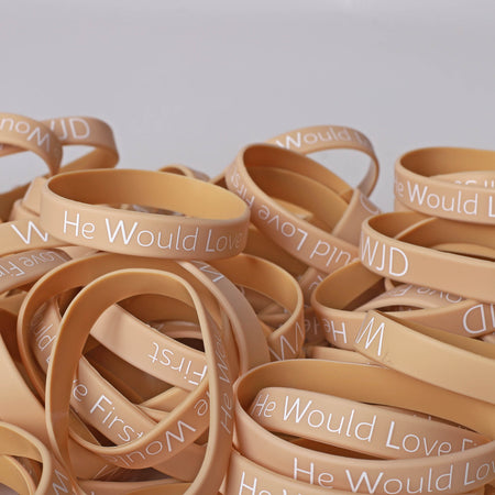 BRACELET SILICONE WWJD HE WOULD PEACH PK100