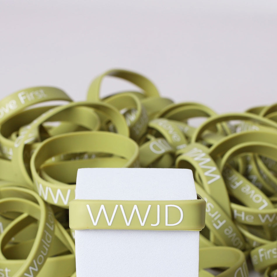 BRACELET SILICONE WWJD HE WOULD SAGE PK100