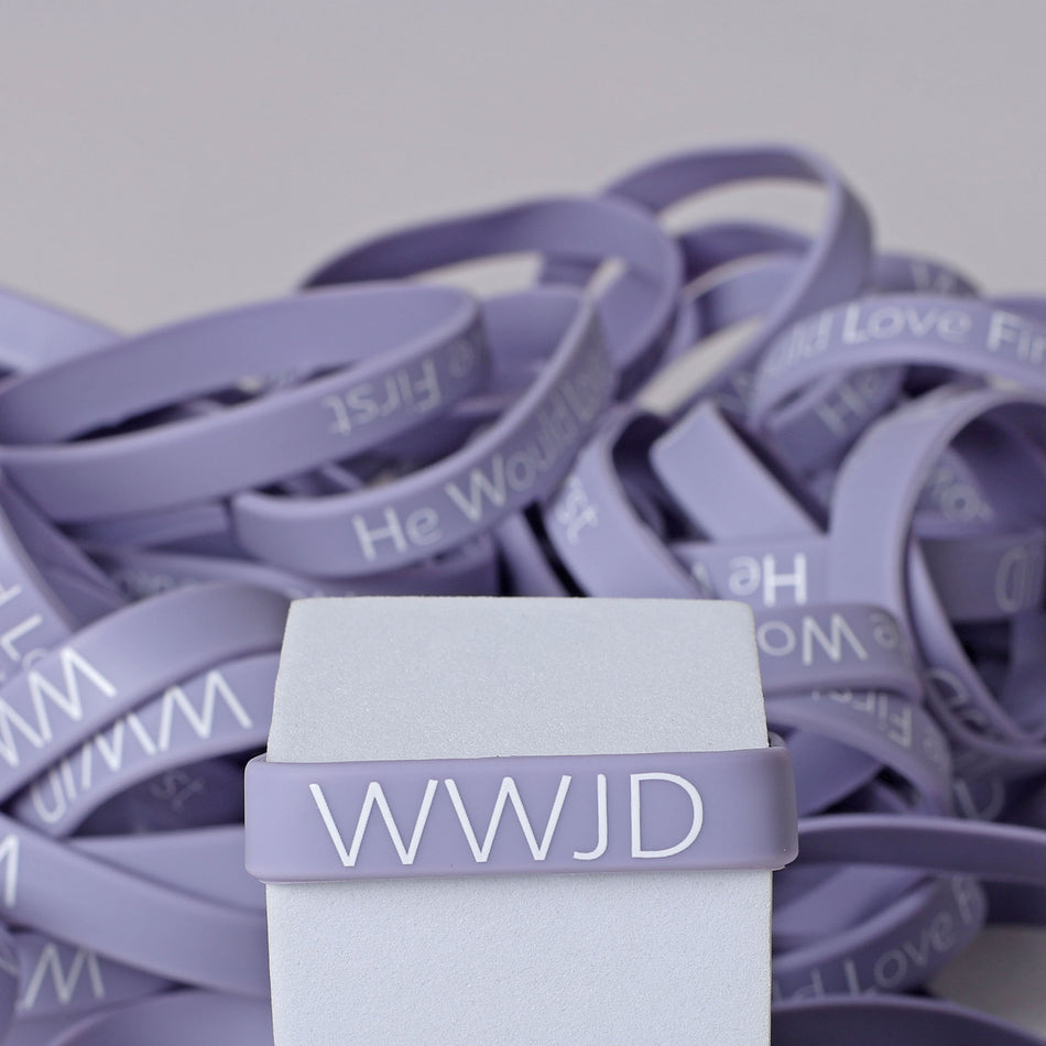 BRACELET SILICONE WWJD HE WOULD VIOLET PK100