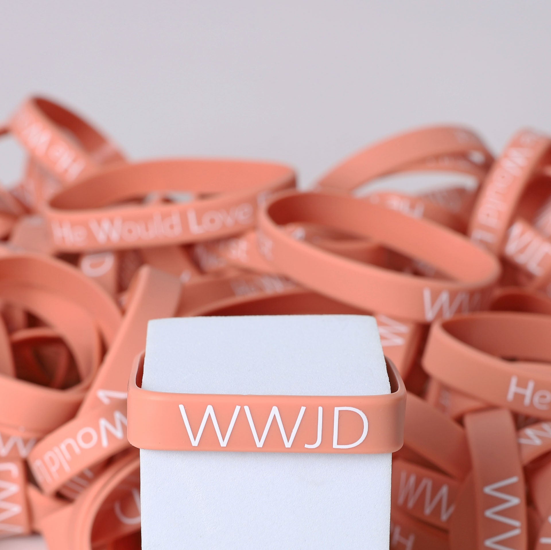 BRACELET SILICONE WWJD HE WOULD LT TERRACOTTA  PK100