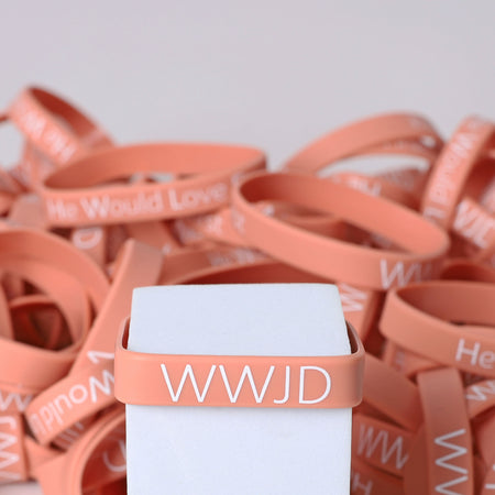 BRACELET SILICONE WWJD HE WOULD LT TERRACOTTA  PK100