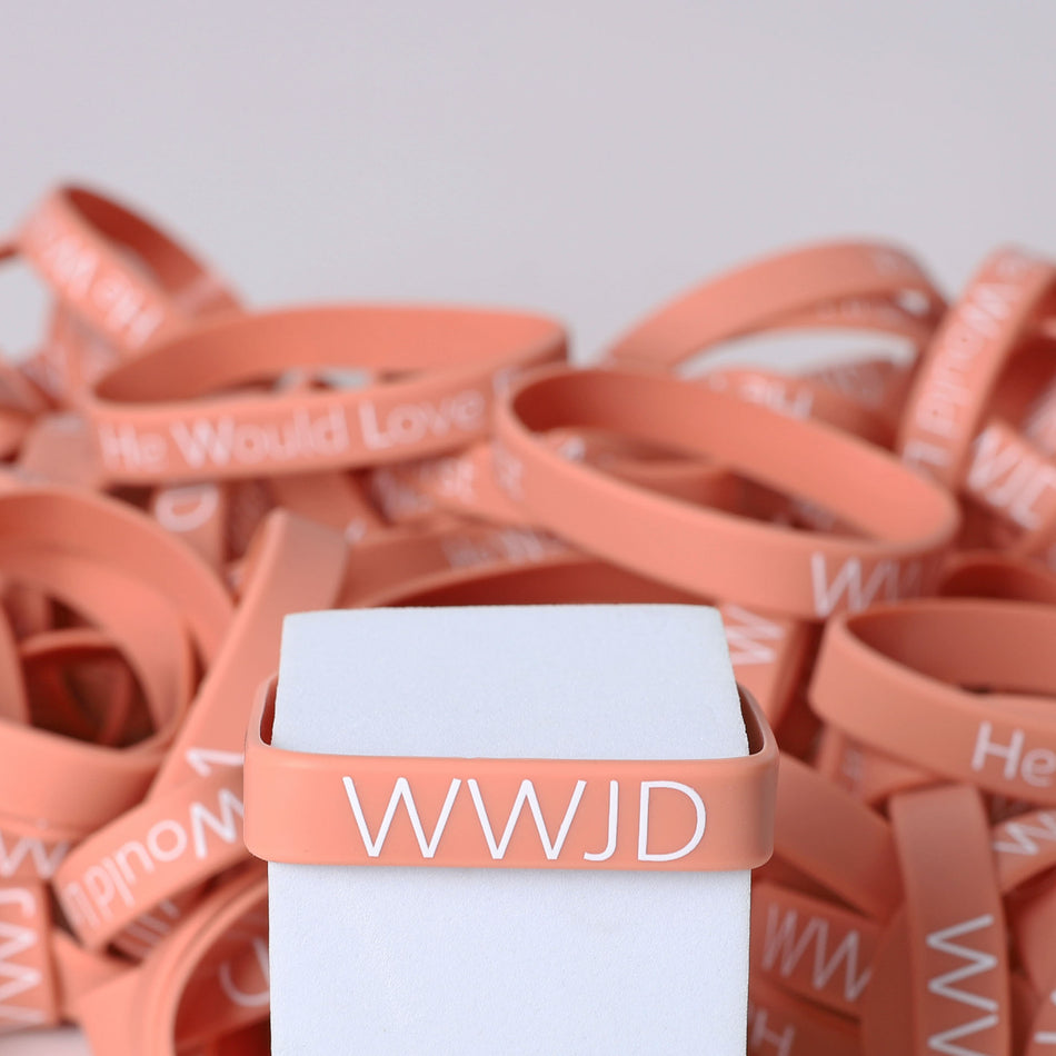 BRACELET SILICONE WWJD HE WOULD LT TERRACOTTA  PK100