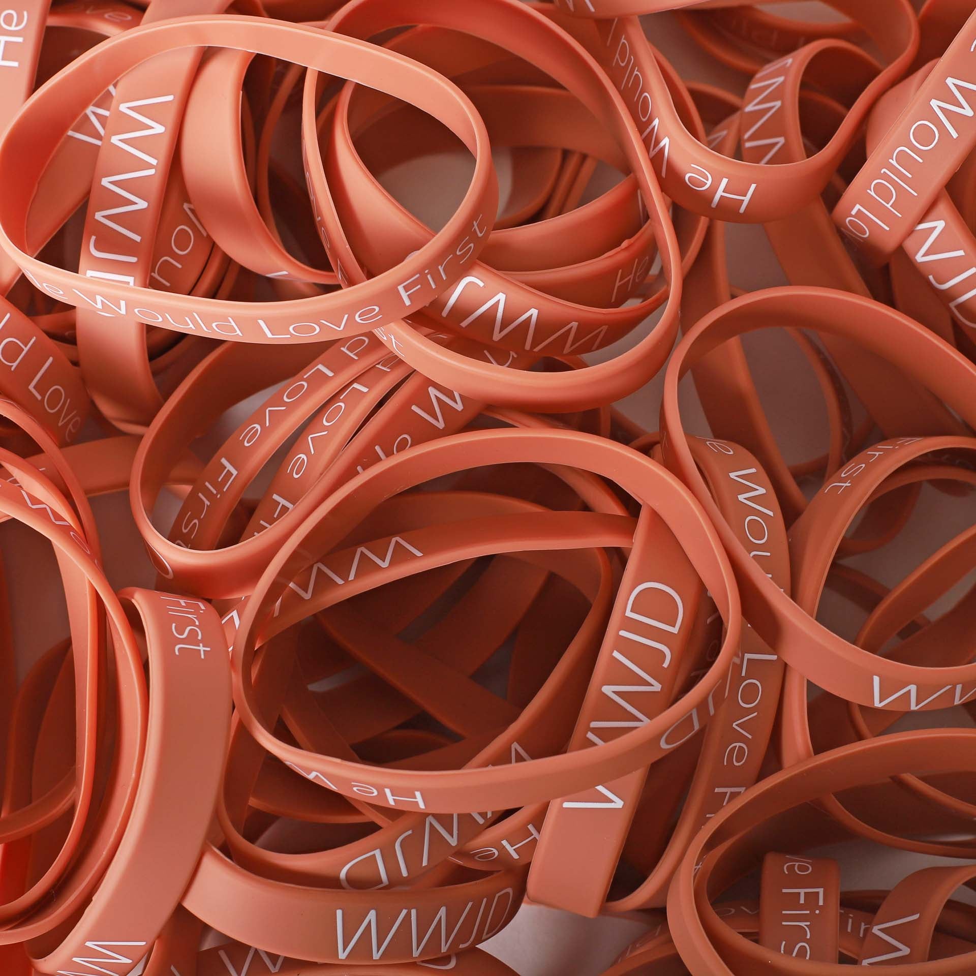 BRACELET SILICONE WWJD HE WOULD LT TERRACOTTA  PK100